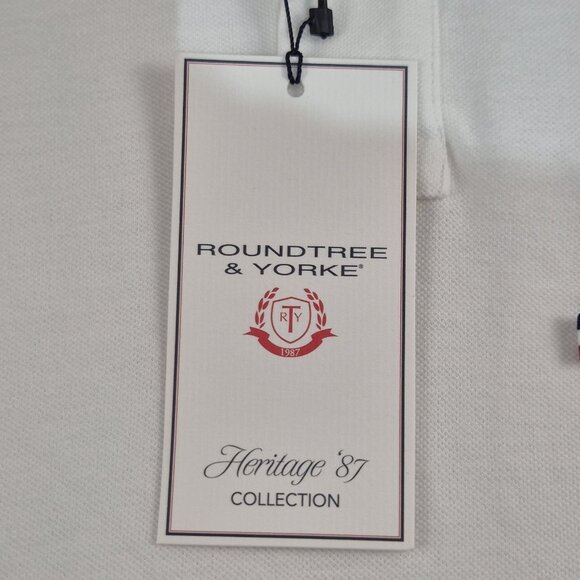 Roundtree Yorke Heritage Collection Polo Shirt White short Sleeve Size XXL 58 - Picture 5 of 11